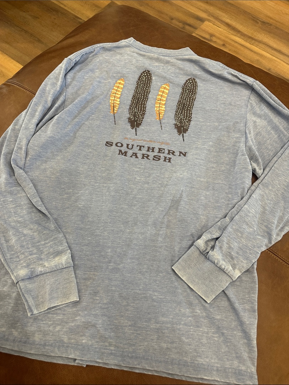 Southern Marsh Light Blue Long-Sleeve Feather Back Graphic Tee